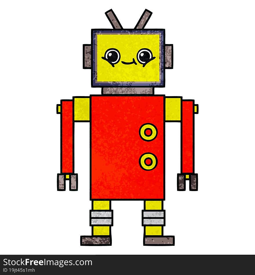 Retro Grunge Texture Cartoon Robot