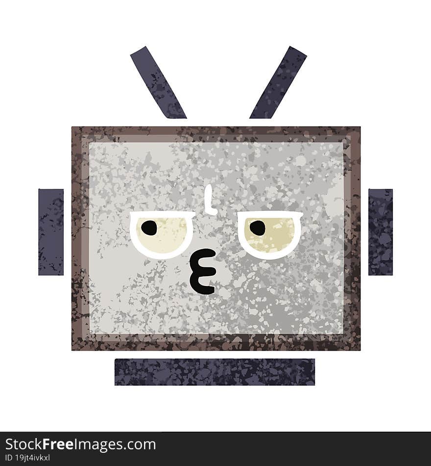 retro illustration style cartoon robot head