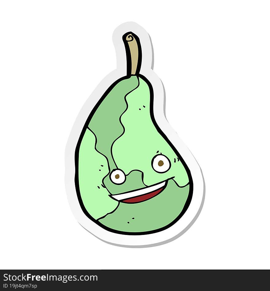 sticker of a cartoon happy pear