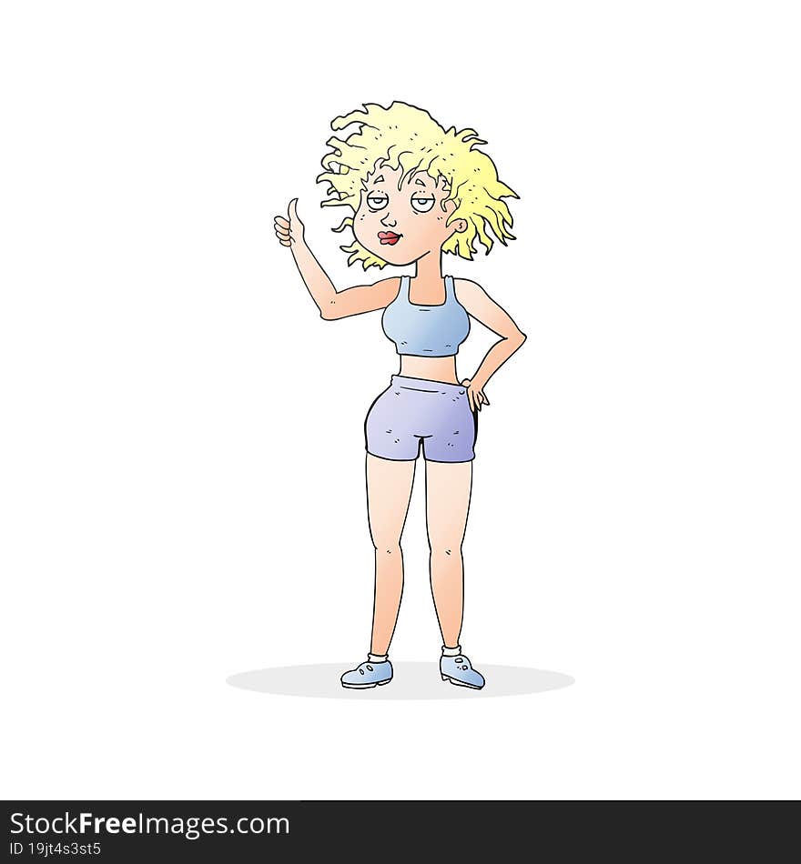 cartoon tired gym woman