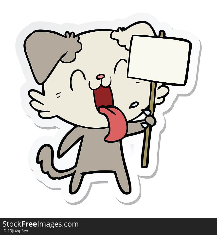 sticker of a cartoon panting dog