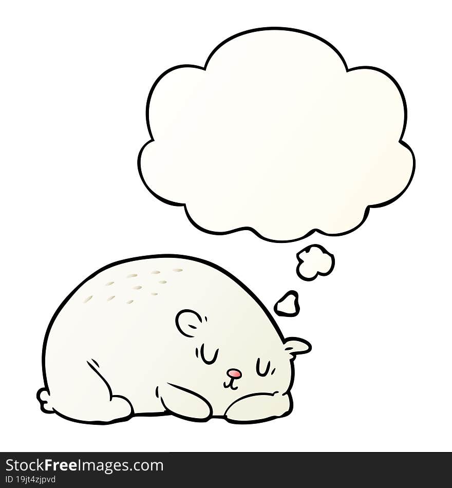 cartoon polar bear and thought bubble in smooth gradient style