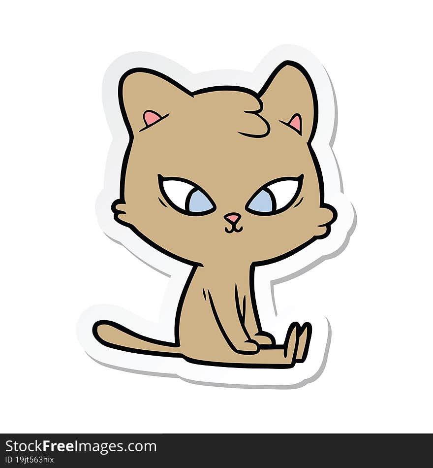 Sticker Of A Cute Cartoon Cat