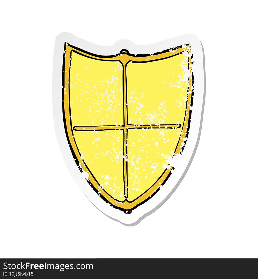 retro distressed sticker of a cartoon heraldic shield