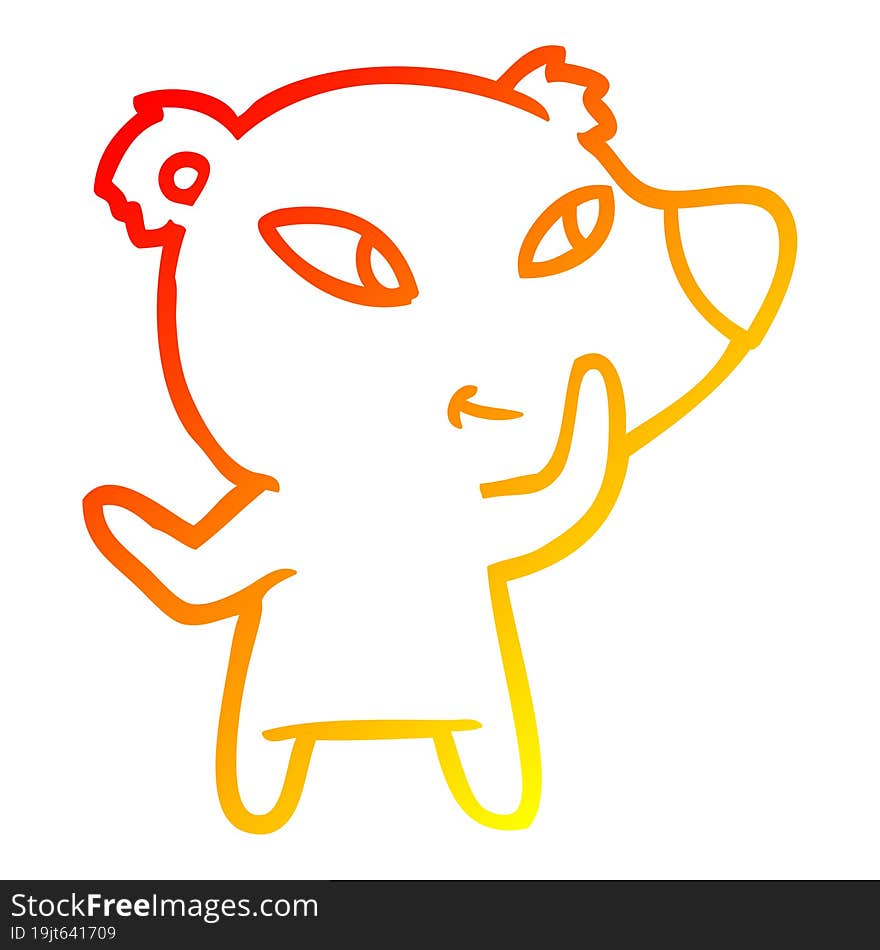 Warm Gradient Line Drawing Cute Cartoon Bear