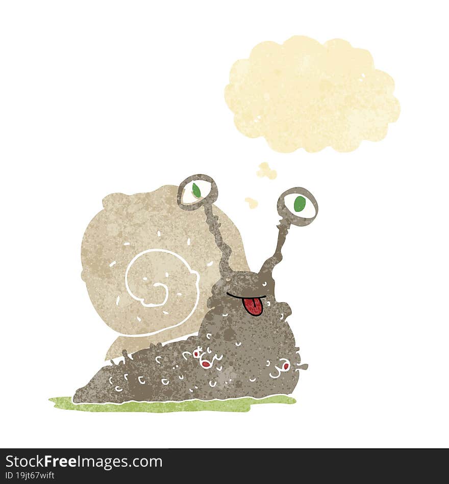 cartoon gross slug with thought bubble