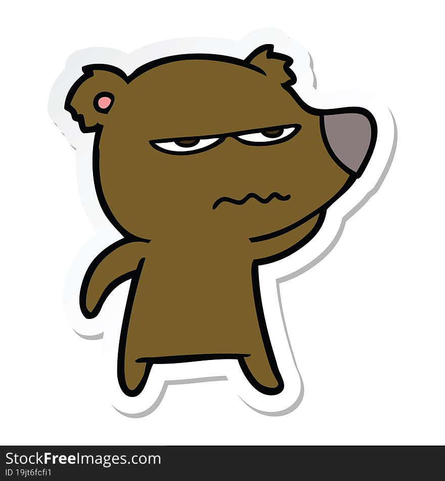 sticker of a angry bear cartoon