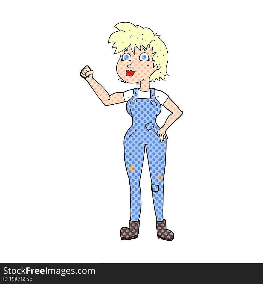 freehand drawn cartoon confident farmer woman