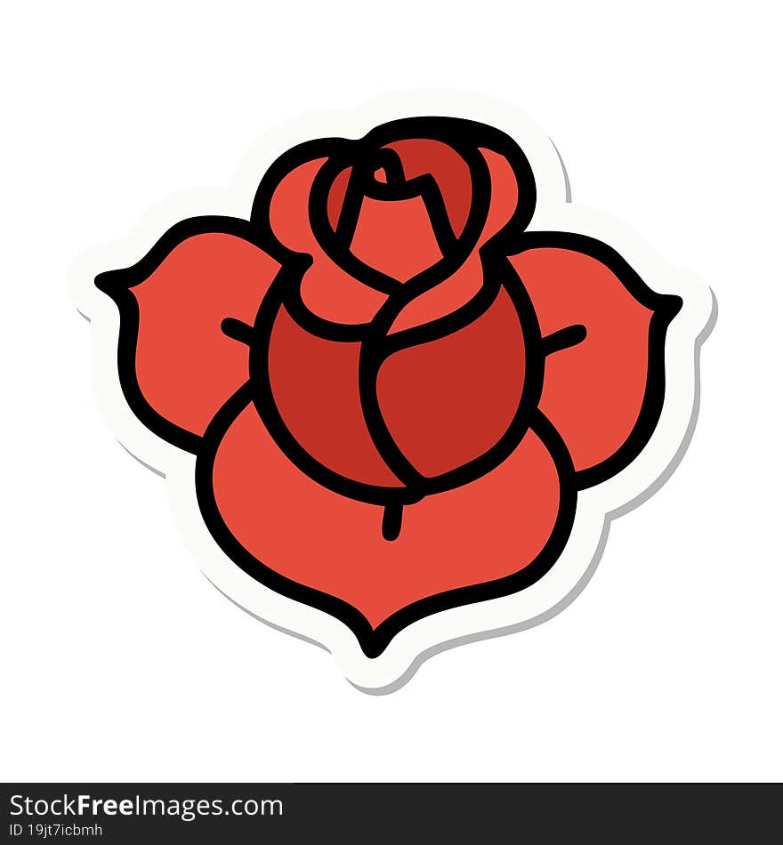 sticker of tattoo in traditional style of a flower. sticker of tattoo in traditional style of a flower