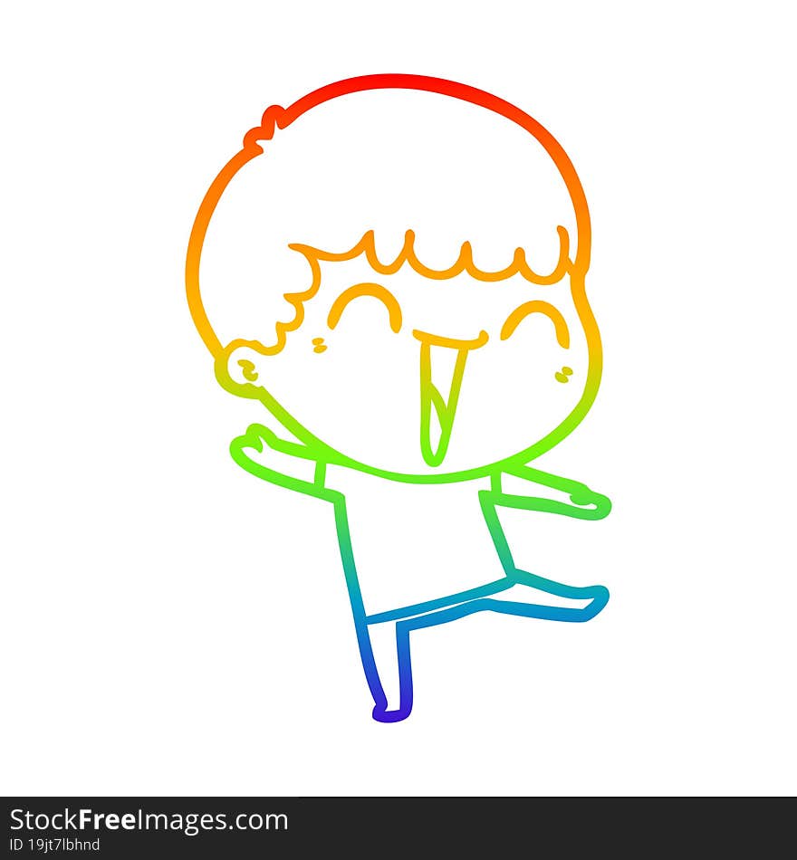 rainbow gradient line drawing of a cartoon happy man