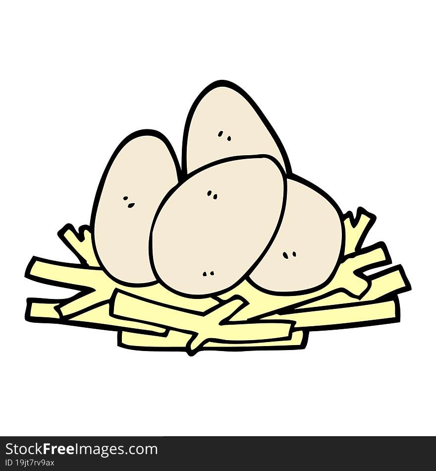 Cartoon Eggs In Nest