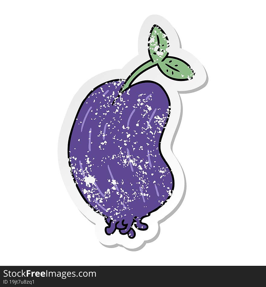 freehand drawn distressed sticker cartoon of a sprouting bean