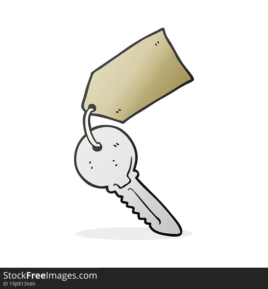 cartoon key with tag