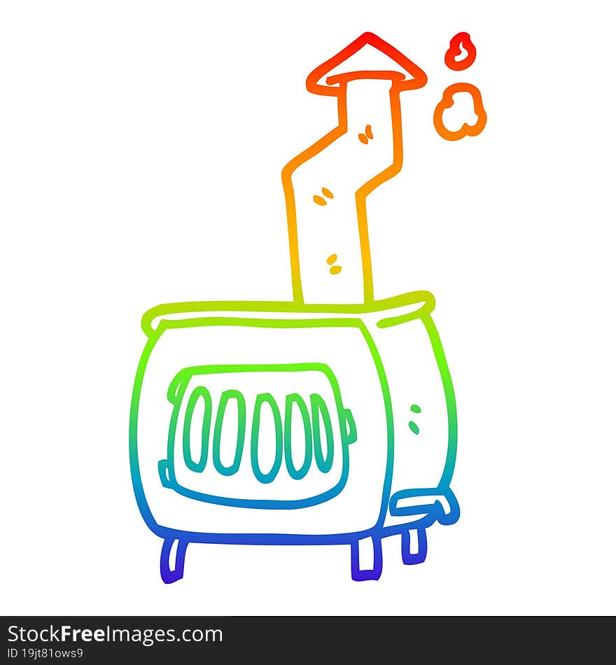 rainbow gradient line drawing cartoon old wood burner