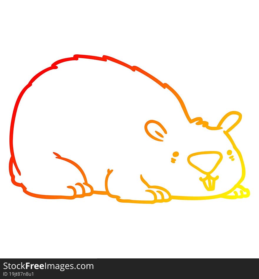 warm gradient line drawing cartoon wombat