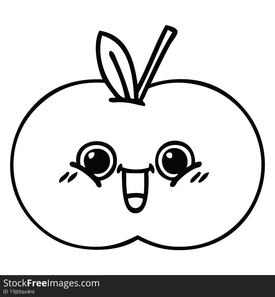 line drawing cartoon red apple