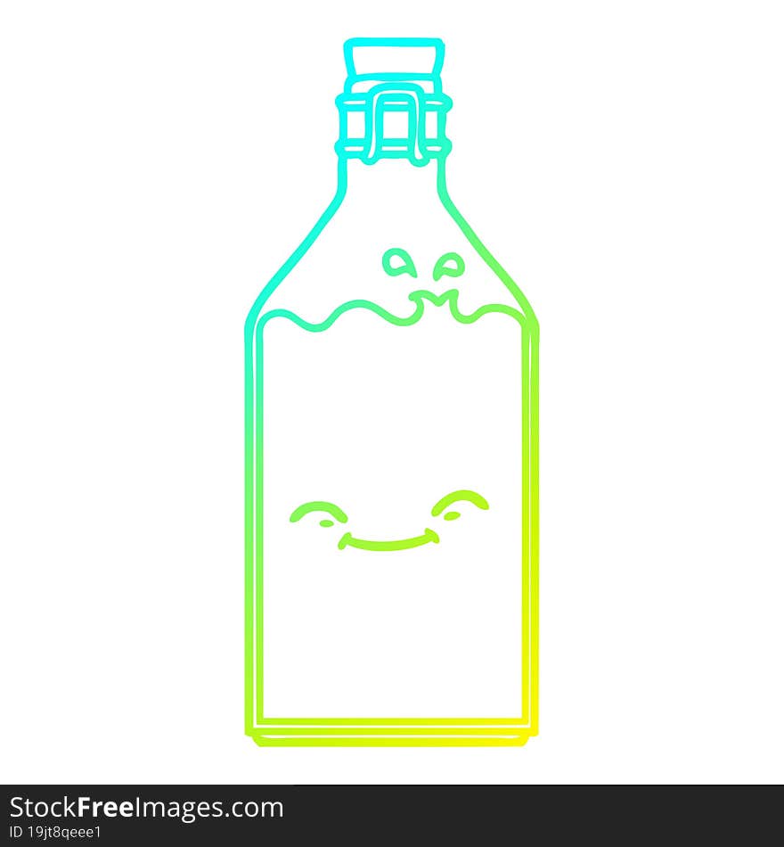 Cold Gradient Line Drawing Cartoon Old Water Bottle