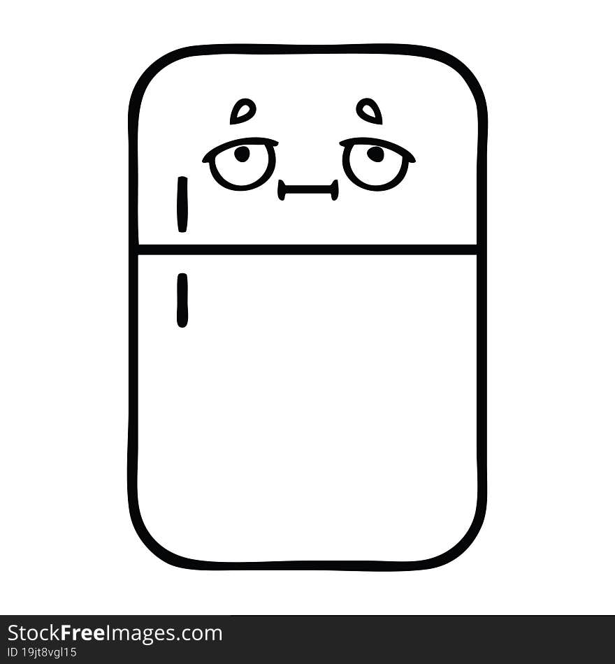 line drawing cartoon fridge freezer