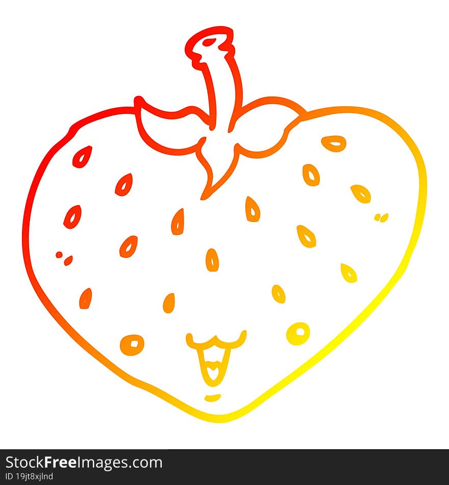 warm gradient line drawing cartoon strawberry