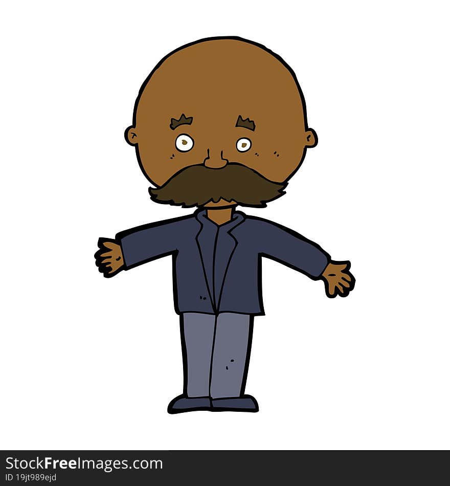 Cartoon Bald Man With Open Arms