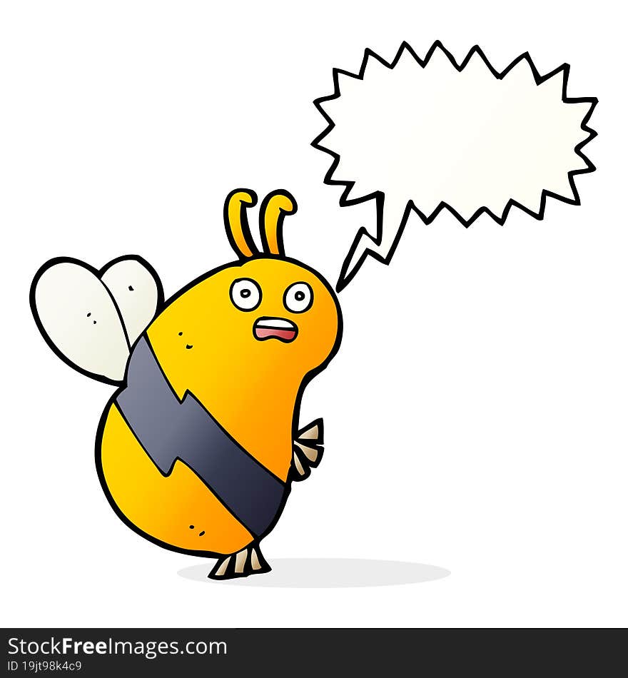 Funny Cartoon Bee With Speech Bubble