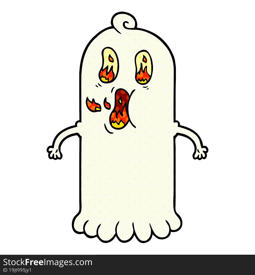 cartoon ghost with flaming eyes. cartoon ghost with flaming eyes