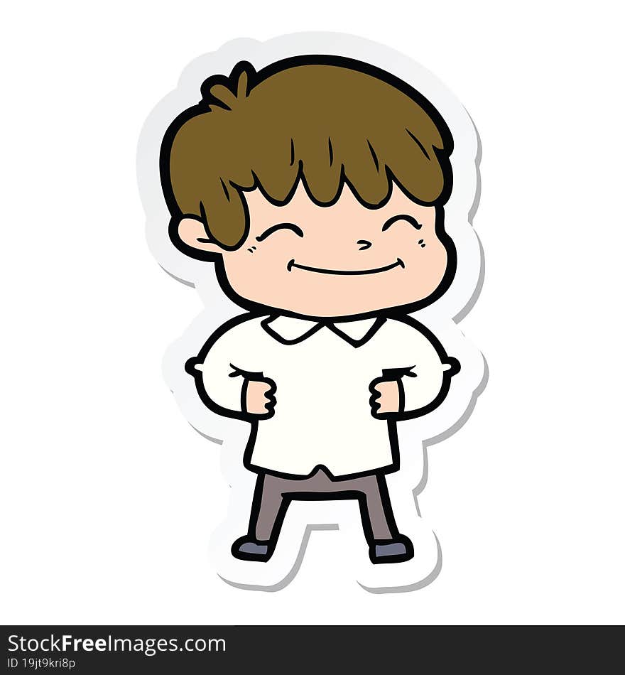 sticker of a cartoon happy boy