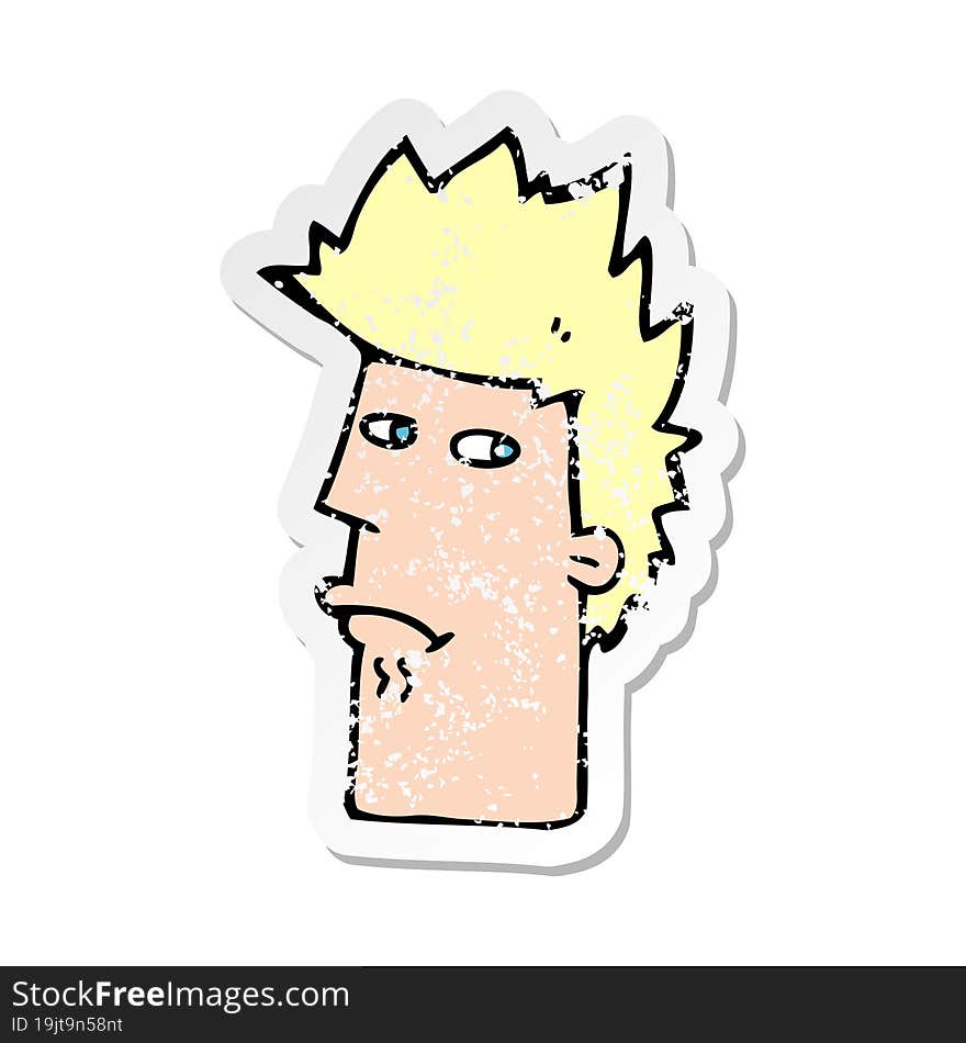 Retro Distressed Sticker Of A Cartoon Nervous Expression