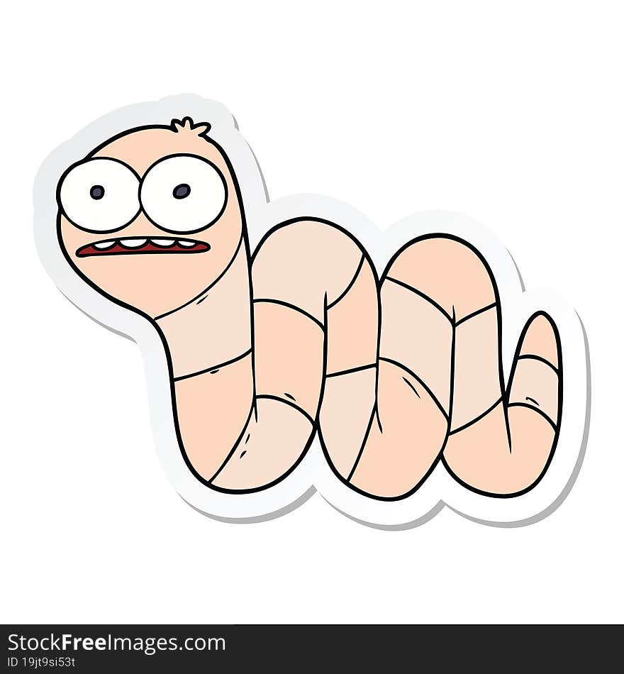 sticker of a cartoon nervous worm