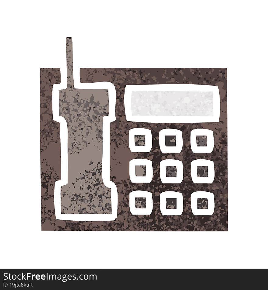 retro illustration style cartoon office telephone