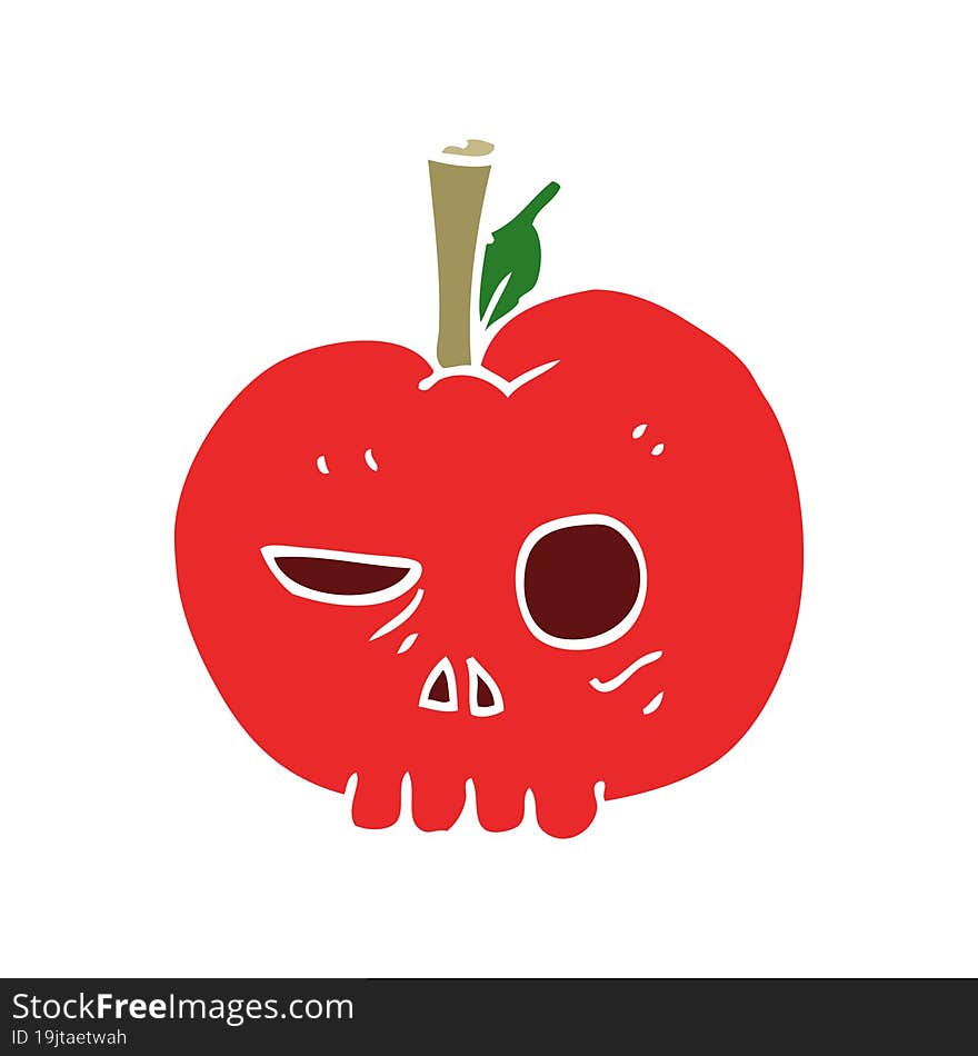 flat color illustration of a cartoon poison apple