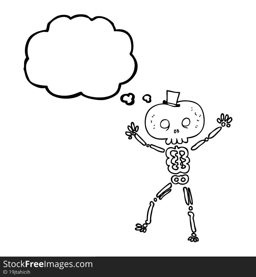 thought bubble cartoon dancing skeleton