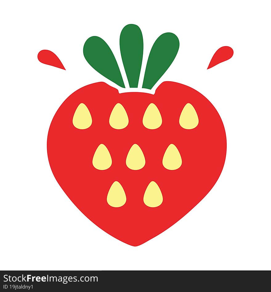 flat color retro cartoon of a strawberry