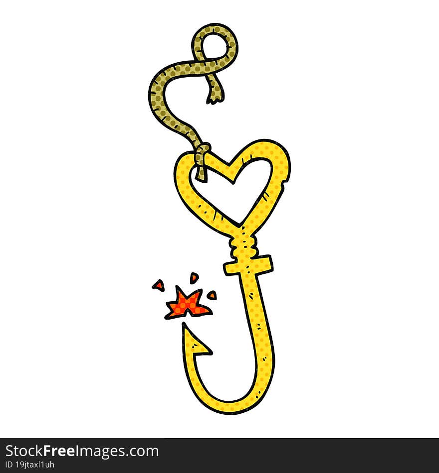 cartoon love heart fish hook