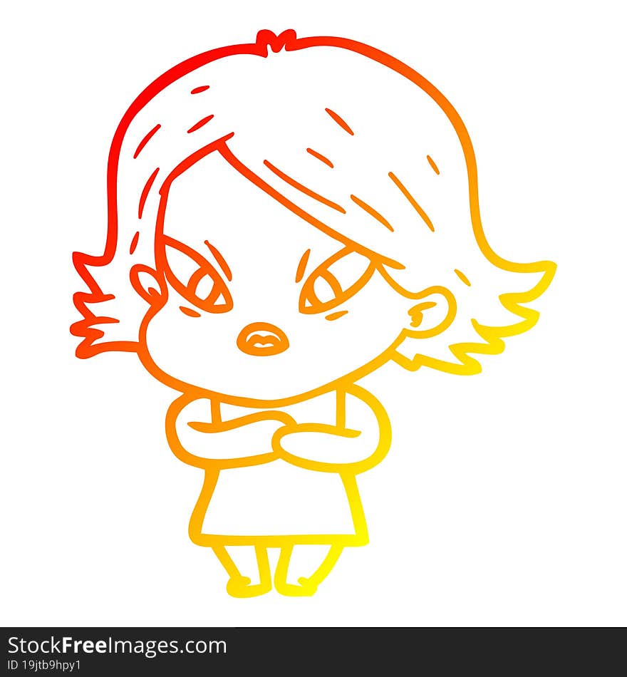 warm gradient line drawing of a cartoon stressed woman