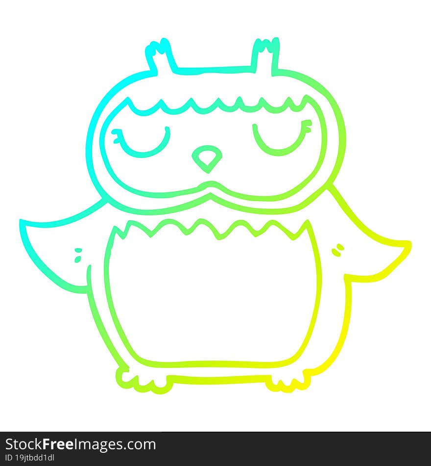 cold gradient line drawing cartoon owl