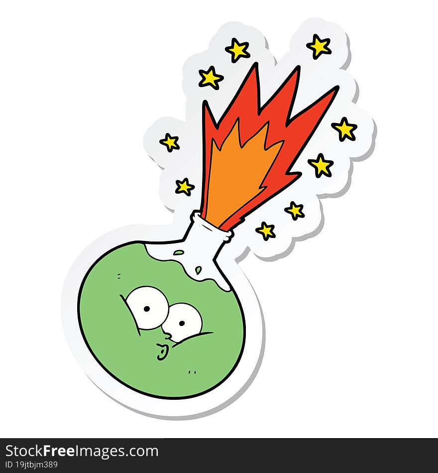 sticker of a cartoon potion exploding