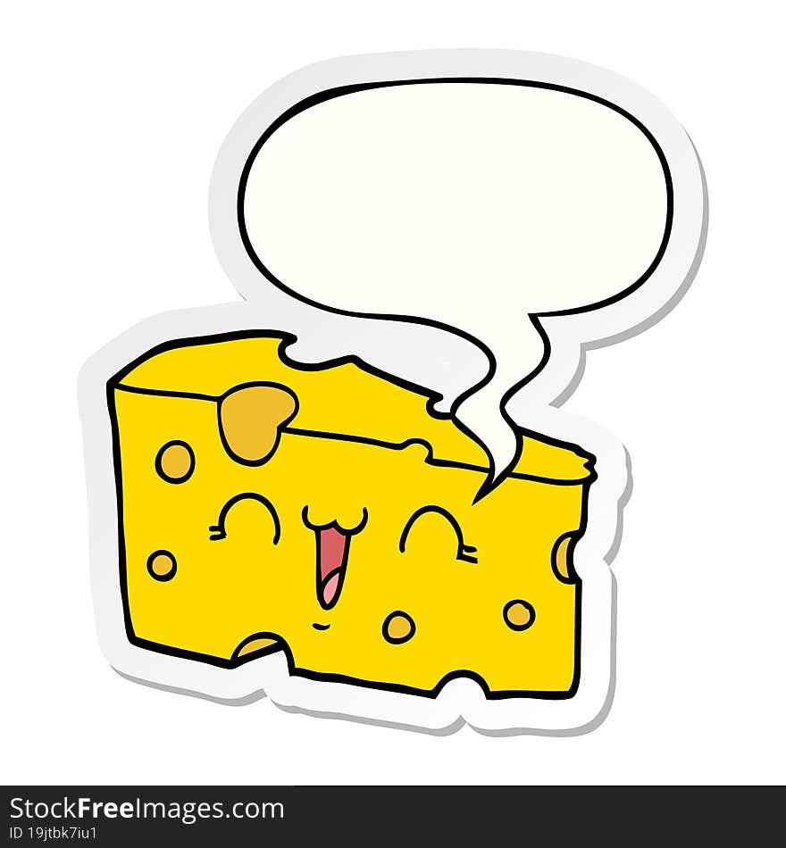 cartoon cheese and speech bubble sticker