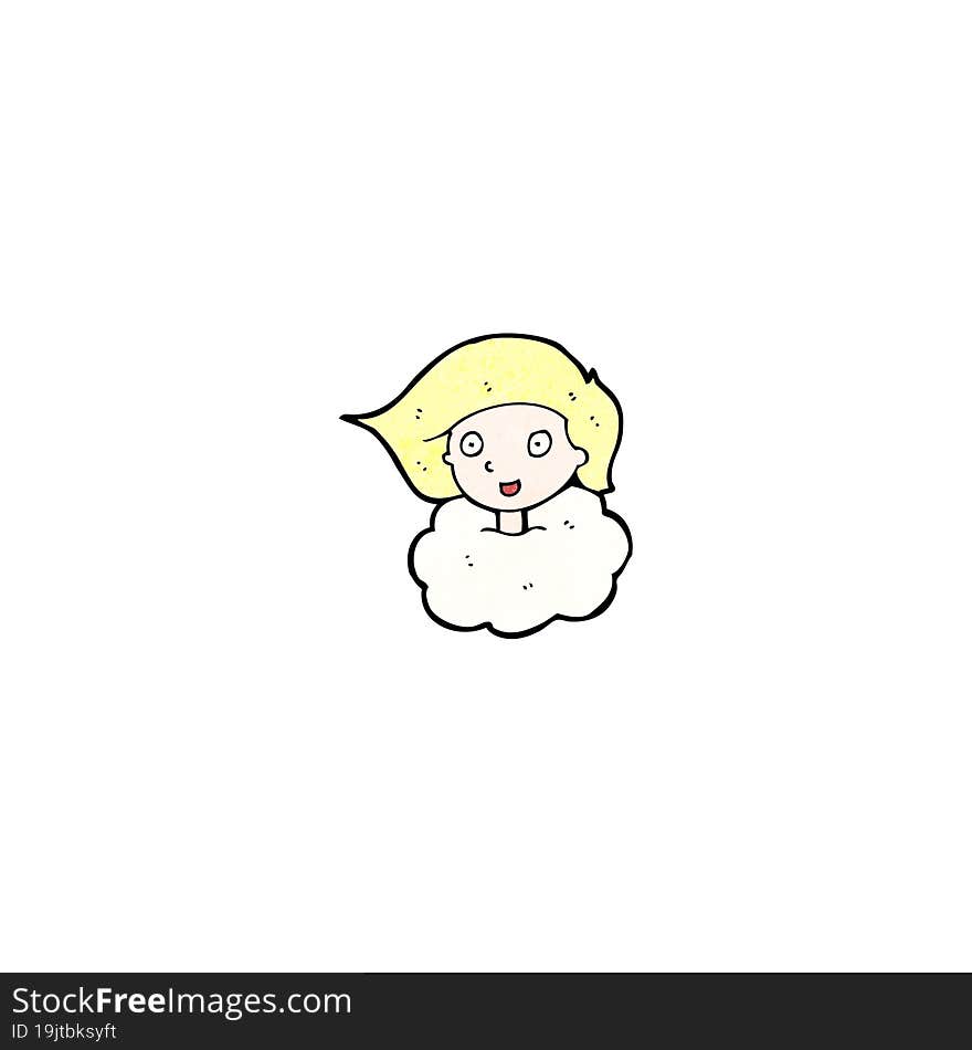 cartoon girl with head in clouds