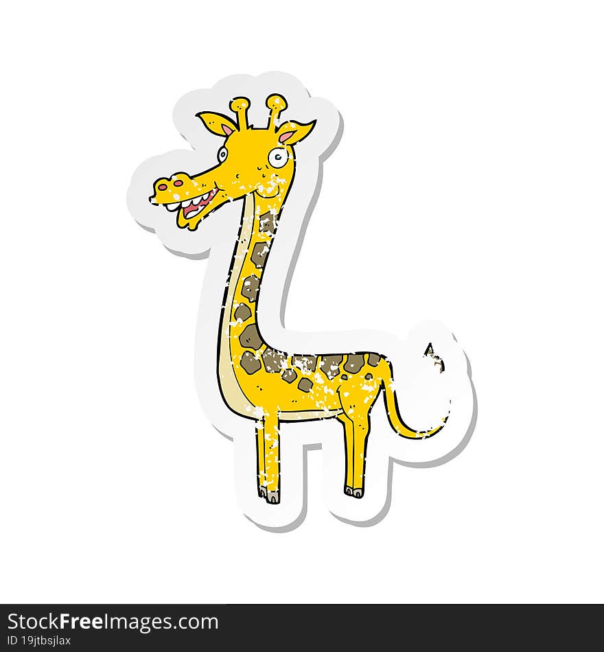 retro distressed sticker of a cartoon giraffe