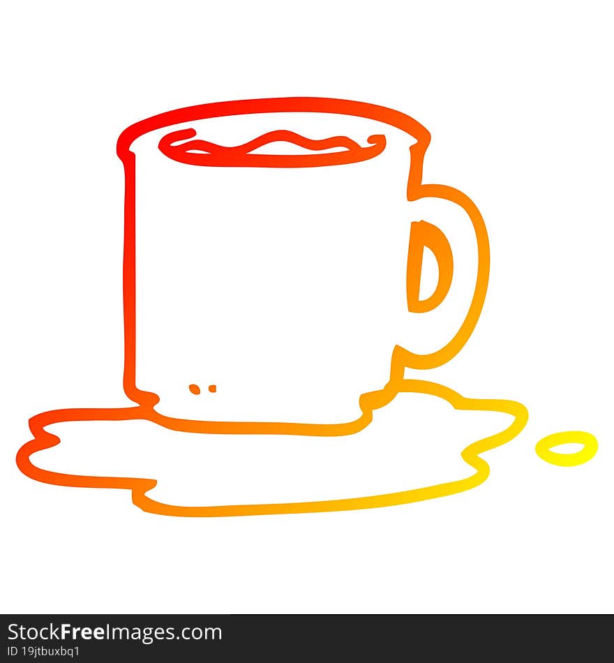 warm gradient line drawing of a cartoon mug of coffee