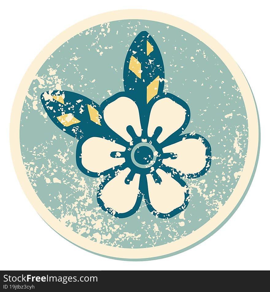 iconic distressed sticker tattoo style image of a flower. iconic distressed sticker tattoo style image of a flower