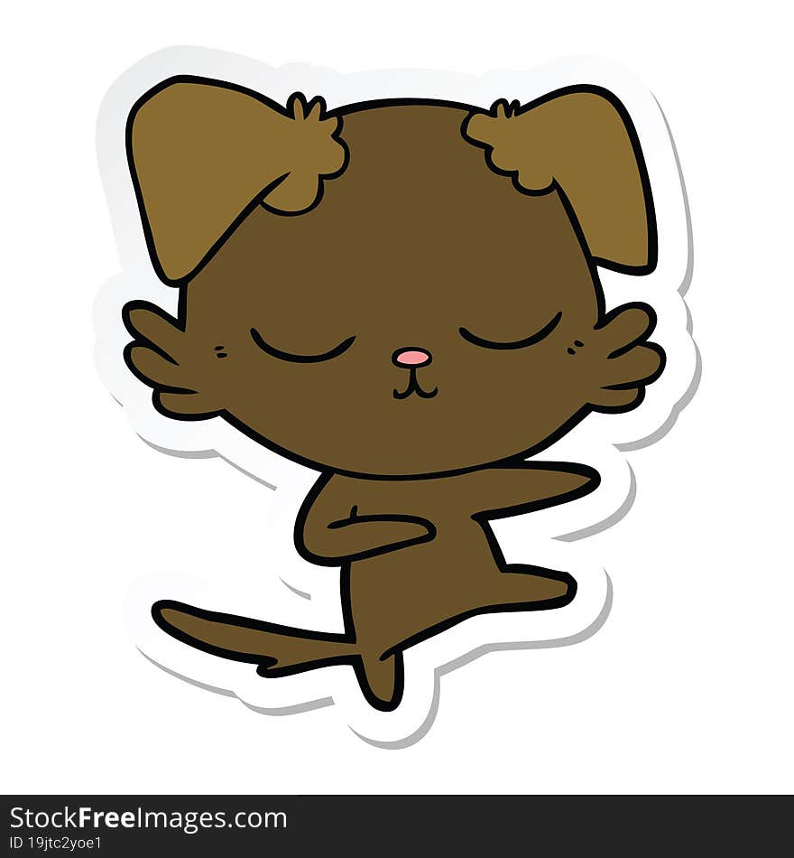 Sticker Of A Cute Cartoon Dog