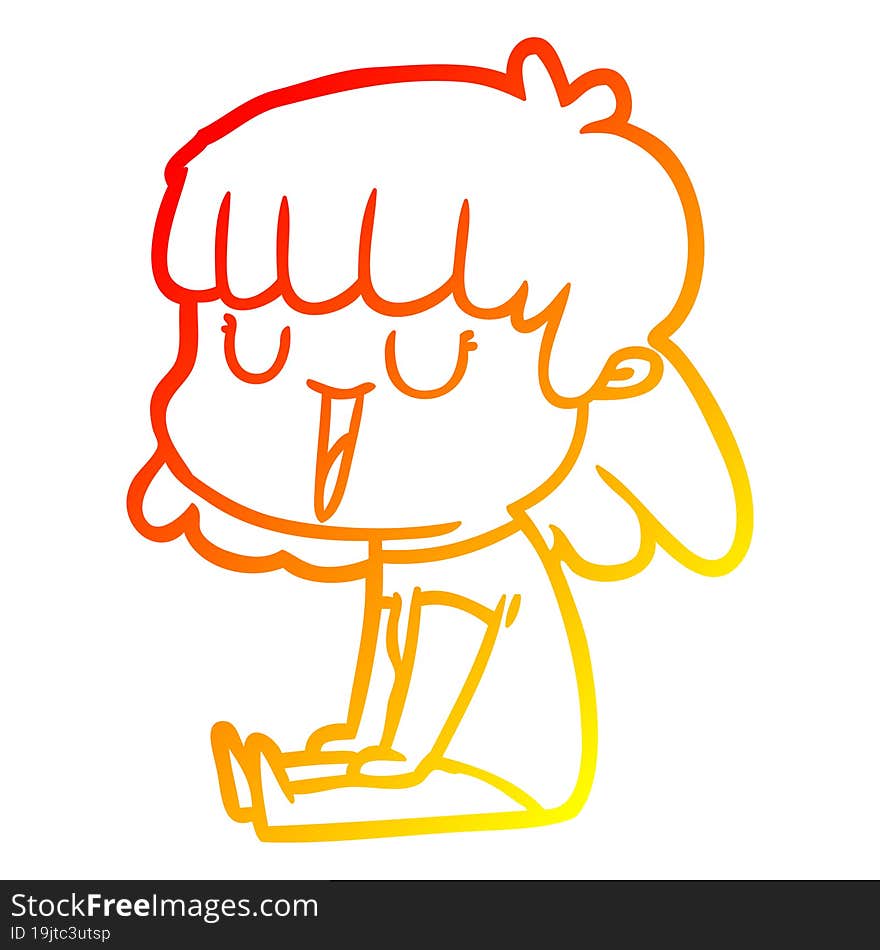 warm gradient line drawing of a cartoon woman