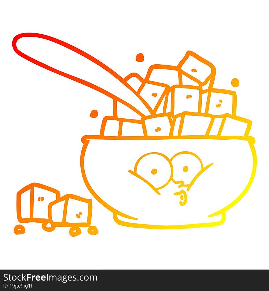 warm gradient line drawing cartoon sugar bowl