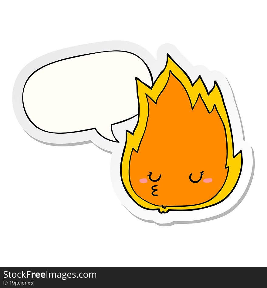 cute cartoon fire with speech bubble sticker. cute cartoon fire with speech bubble sticker