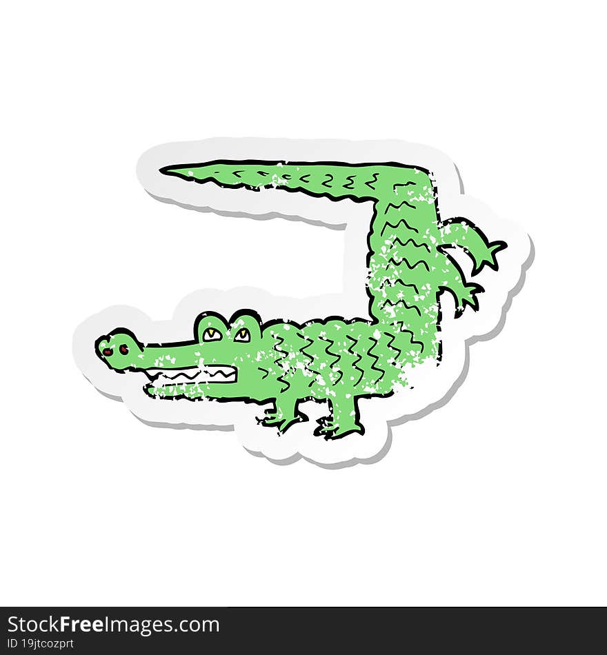 retro distressed sticker of a cartoon crocodile