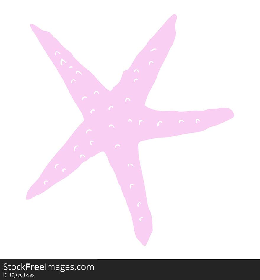 Flat Color Illustration Of A Cartoon Starfish