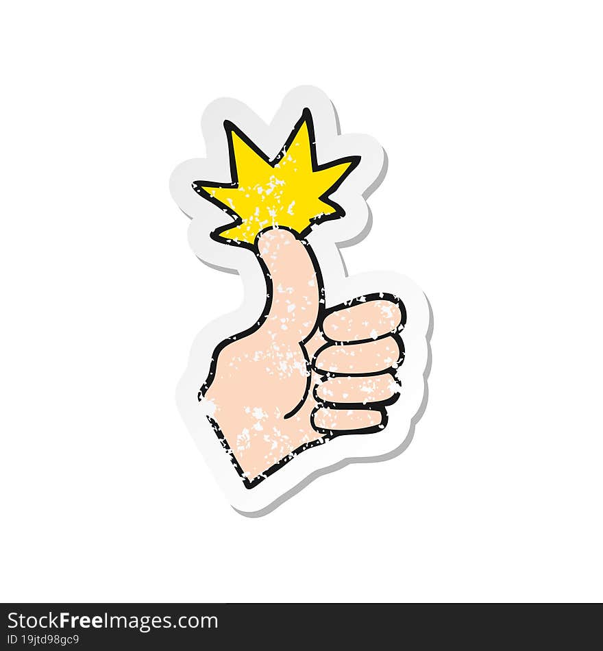 retro distressed sticker of a cartoon thumbs up