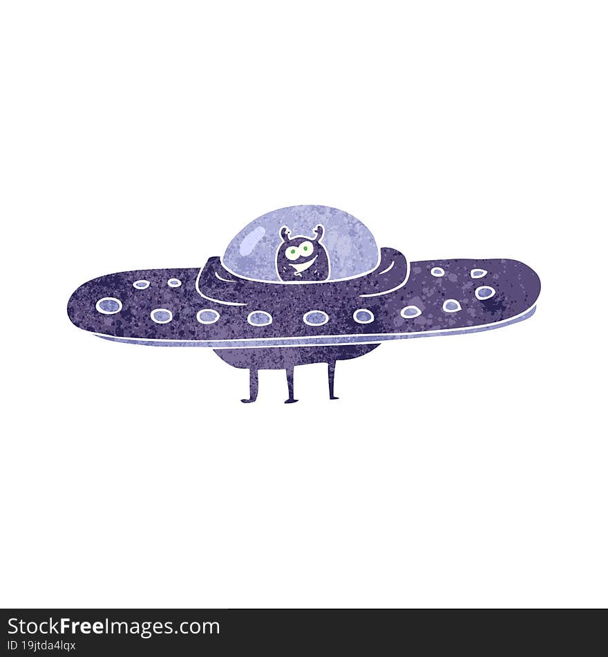 retro cartoon flying saucer